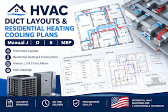 draw hvac duct layouts residential heating cooling permit plans manuel j d s mep
