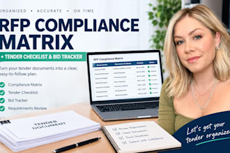 create rfp compliance matrix, tender checklist, bid tracker and bid review