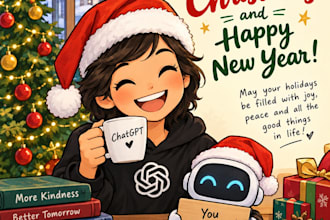 draw a merry christmas and happy new year caricature for you