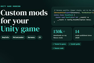 create custom bepinex or melonloader mods for unity games
