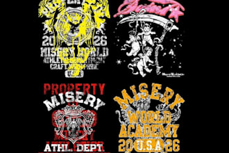 create vintage collegiate coat of arms, dark aesthetic logo and t shirt graphic