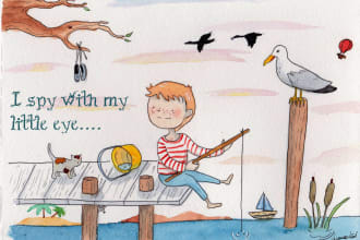 draw original watercolor children book traditional art