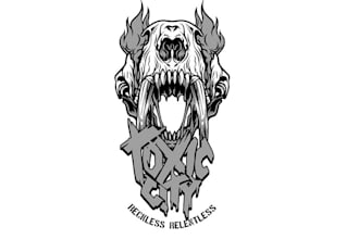 design saber tooth skull punk grunge rock logo