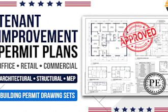 prepare stamp tenant improvement building permit plan for office and retail plan