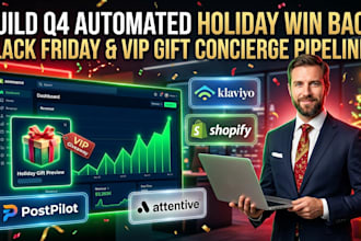build q4 automated holiday win back, vip gift black friday pipelines, klaviyo