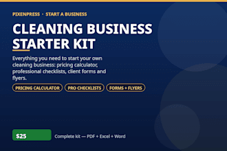 provide a cleaning business starter kit with templates and pricing