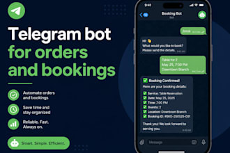 build a telegram bot for orders, bookings and reminders