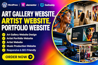design artist website, artist portfolio, music production, art gallery website