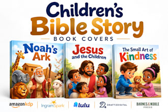 design children bible story book cover and christian kids book cover