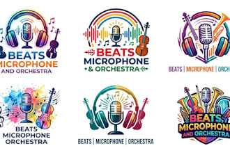 create a professional beats, microphone, and orchestra logo