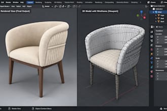 turn your furniture sketch into a 3d model, render and glb for shopify