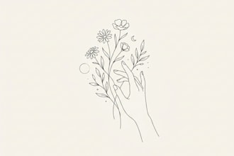 draw custom black and white line art illustration