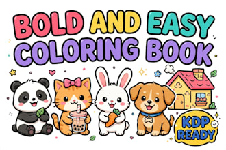 create cute bold and easy coloring book interiors for amazon kdp