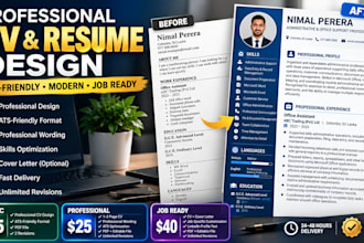 design a professional ats friendly CV and resume