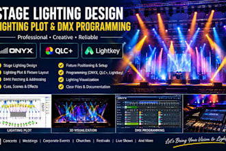 do stage lighting design, lighting plot and dmx programming, onyx, qlc, lightkey