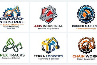 create a professional machine, chain, and excavator logo
