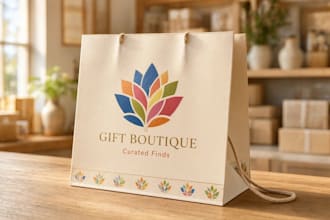 create minimalist shopping bag packaging