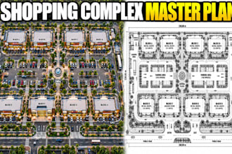 design shopping complex master plans with commercial site layouts