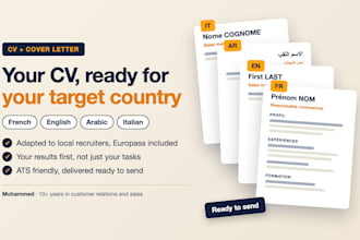 write your CV in french, english, arabic or italian for any country