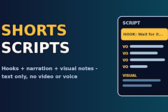write original youtube shorts scripts with hooks and visual notes
