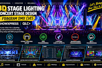 do 3d stage lighting concert stage design and program dmx cues showxpress qlc