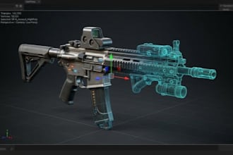 3d printable gun shaped model, 3d gun design, weapon, fps, textures, fusion 360