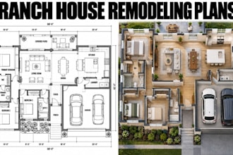 create ranch house remodeling plans with professional cad documentation