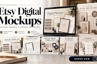 create etsy digital mockups, listing images, canva mockups