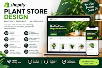 design a shopify plant store, gardening and flower shop website