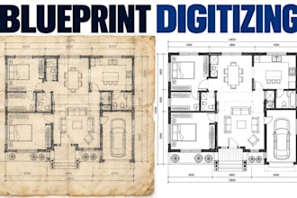 digitize old residential blueprints in autocad for architectural cad drafting