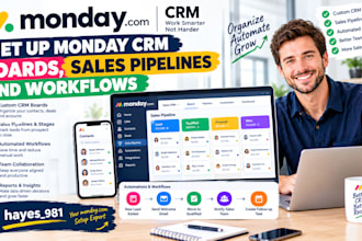 set up monday CRM boards, sales pipelines and workflows