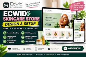set up ecwid skincare store and design your ecommerce website