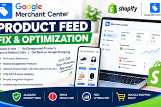 fix and optimize google merchant center product feed errors and disapproved item