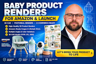 create photoreal baby product renders and exploded views for amazon and lauch