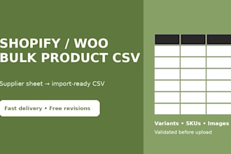 prepare your shopify or woocommerce bulk product upload CSV