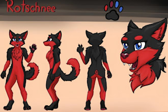 create a furry reference sheet and fursona character design