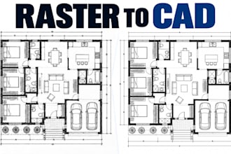 convert raster floor plan images to vector cad for architectural cad drafting
