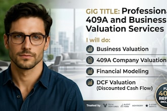 do business valuation, 409a company valuation, financial modeling, dcf valuation