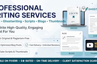 write youtube scripts, books and ebooks essays paragraphs, fiction stories