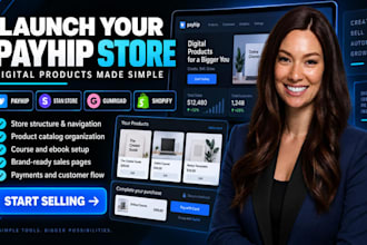 setup payhip website, payhip store for digital products gumroad marketing store