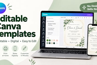 create editable canva invitation template, printable and digital