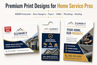 design eddm postcard, door hanger and flyer for hvac, plumbing, roofing business