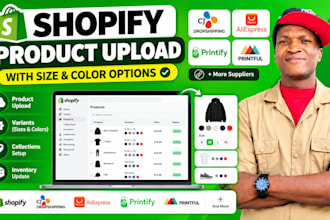 upload shopify products with variants and organize collections