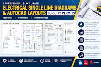 electrical single line diagrams and autocad layouts for city permits