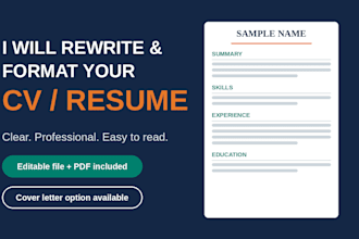 rewrite and professionally format your CV or resume