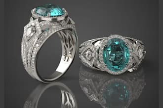 design 3d jewelry, engagement rings, gemstone modeling, rendering and animation
