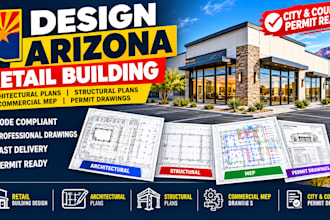design arizona retail building architectural plans commercial mep permit drawing