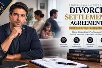 prepare divorce settlement agreement, separation agreement document review