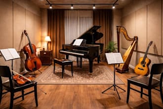 record live harp, violin, cello, viola and ambient music for your song