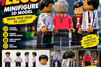 custom lego minifigure 3d model with custom decals